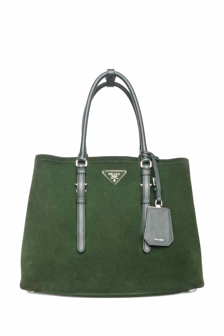 Prada Saffiano-Trimmed Scamosciato Double Tote