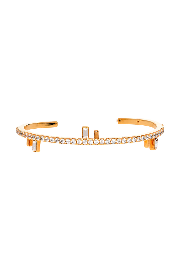 Fendi Size M Crystal F Cuff Bracelet