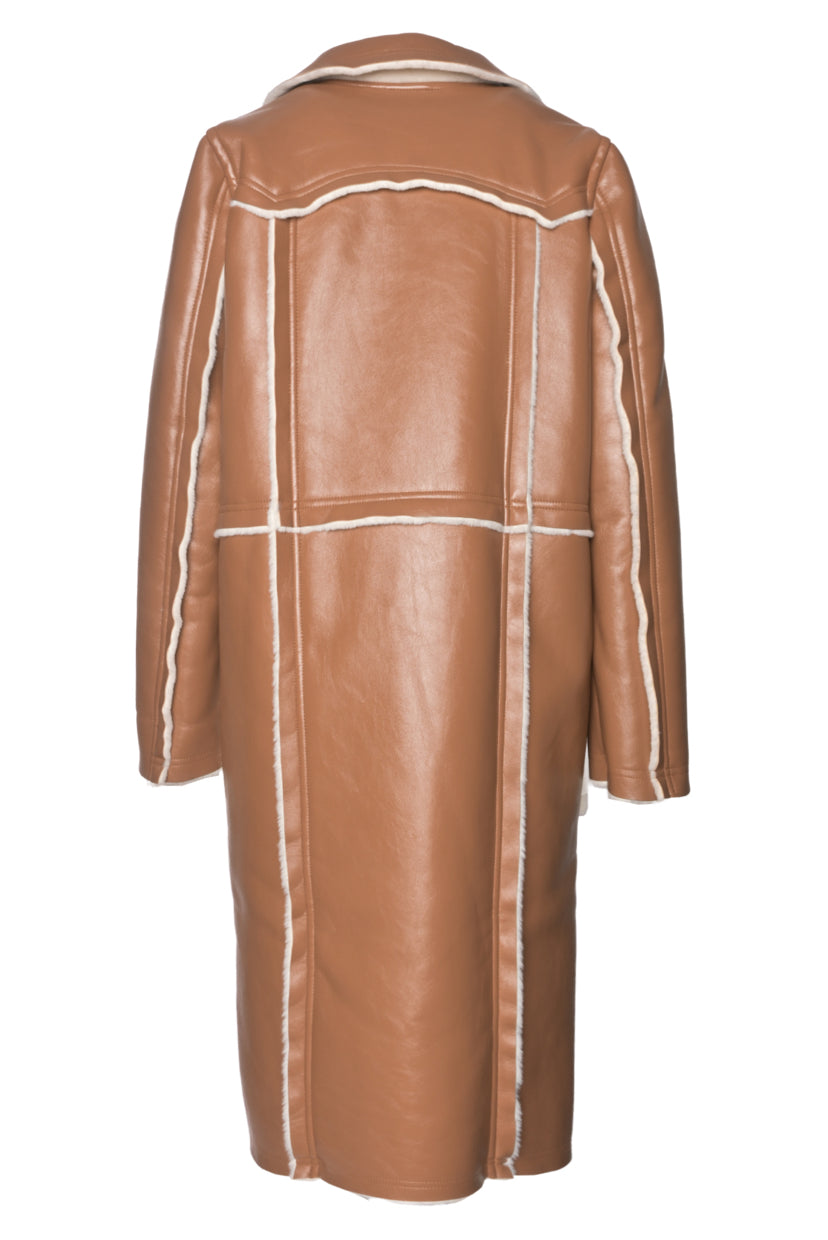 Stand Studio Size 32 Faux Leather & Shearling Coat