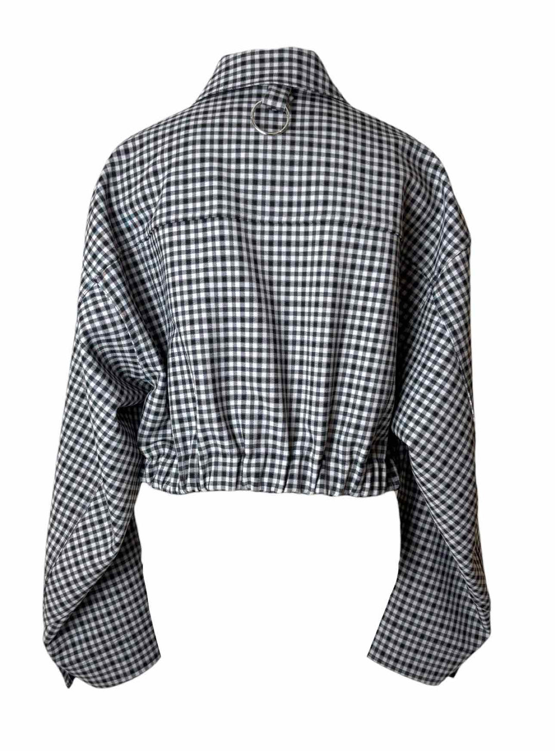 Tibi Size M Check Wool Blend Cropped Jacket