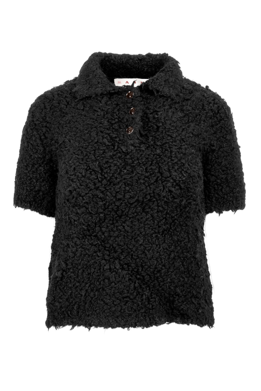 Marni Size 42 Teddy Wool-Blend Short Sleeve Polo Sweater