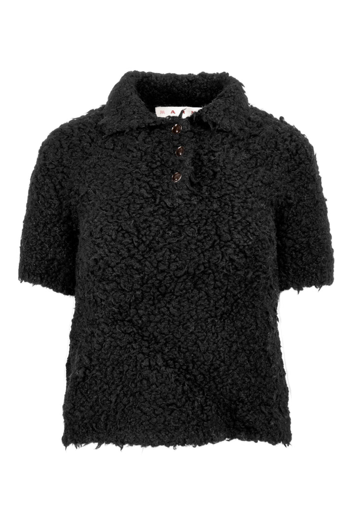 Marni Size 42 Teddy Wool-Blend Short Sleeve Polo Sweater