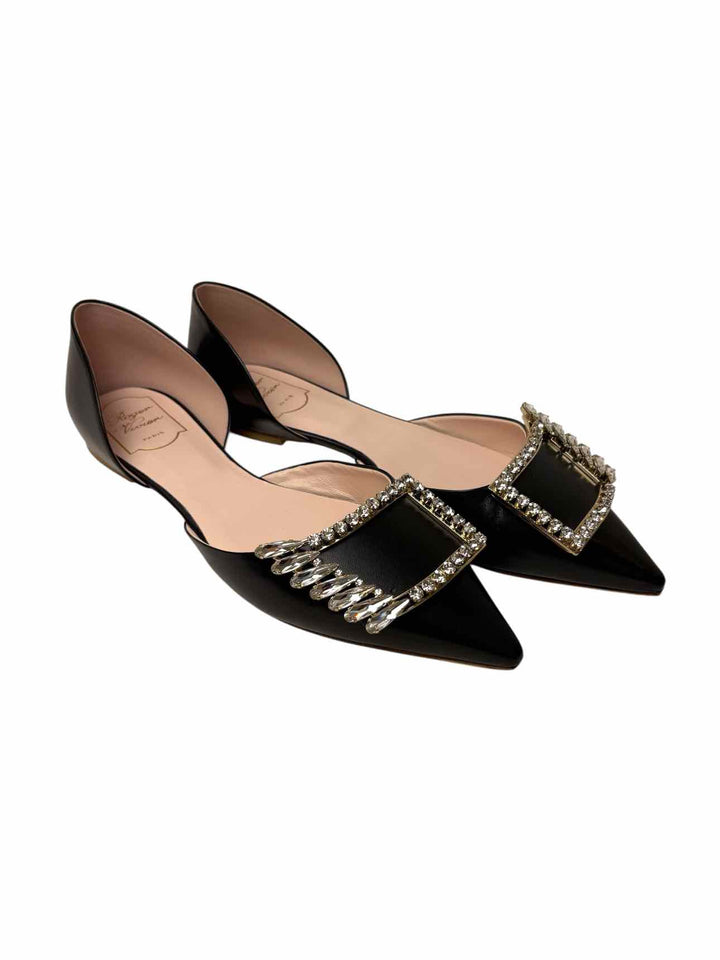 Roger Vivier Crystal Embellished D'Orsay Size 40 Flats