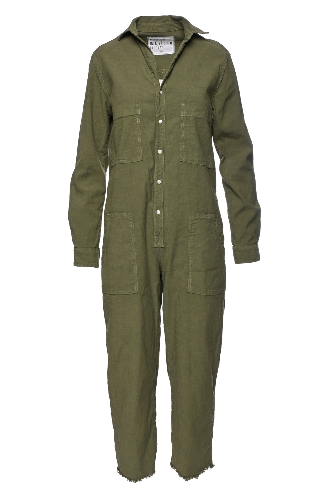 Frank & Eileen Size XS Cotton-Blend Raw-Edge Jumpsuit