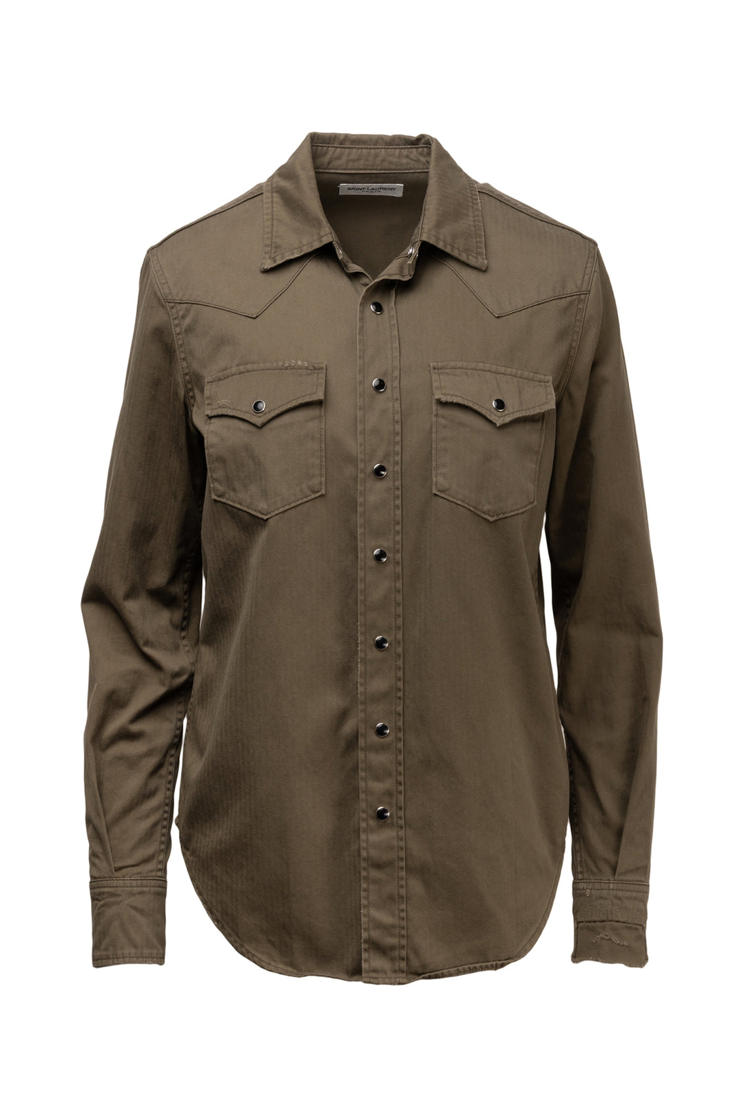 Saint Laurent Size M 2020 Distressed Snap Button Western Blouse