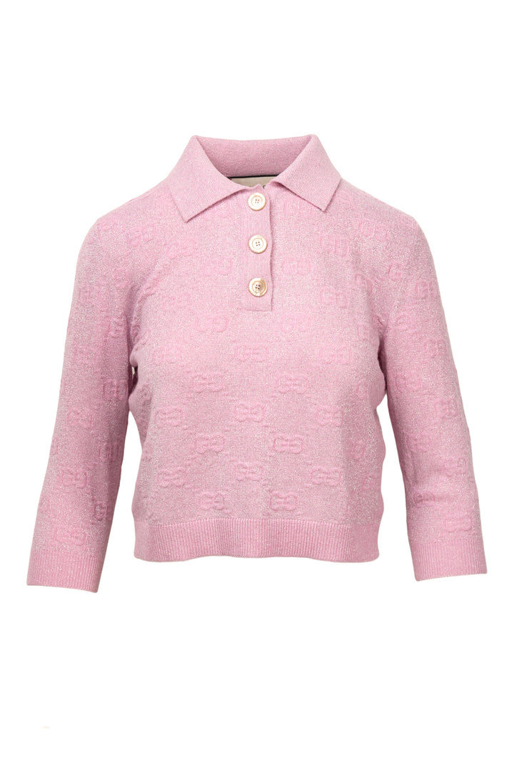 Gucci Size XS 2020 GG Shiny Cropped Polo Sweater
