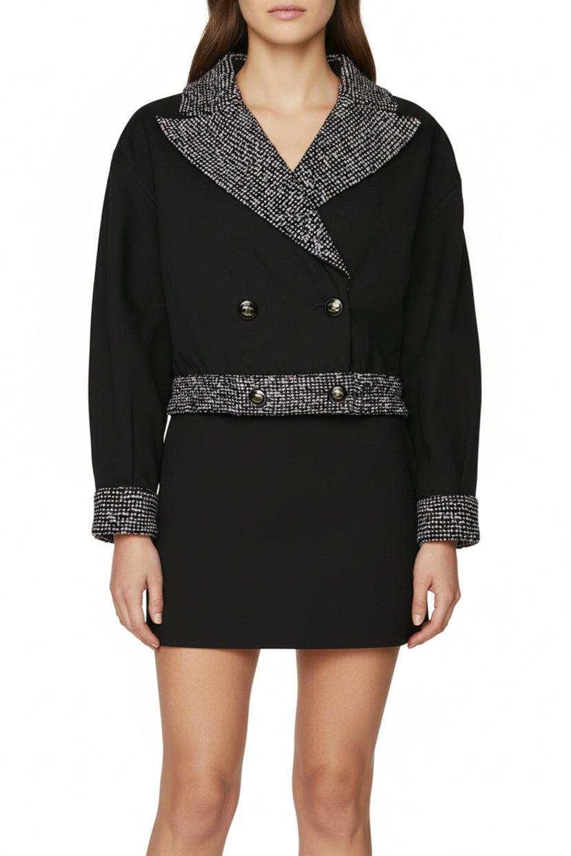 Chanel Size 36 Cotton & Tweed Double Breasted Cropped Jacket