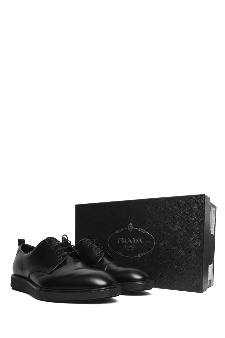 Mens Shoe Size 7 Prada Men's Brushed Leather Derby Shoes