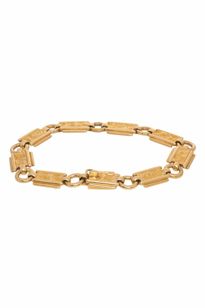 18K Yellow Gold 9 Rectangular Link Bracelet