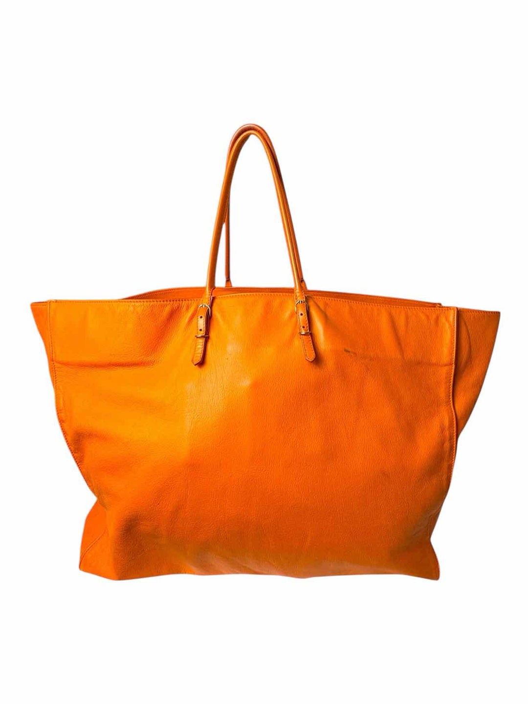 Balenciaga Large Orange Leather Tote Purse