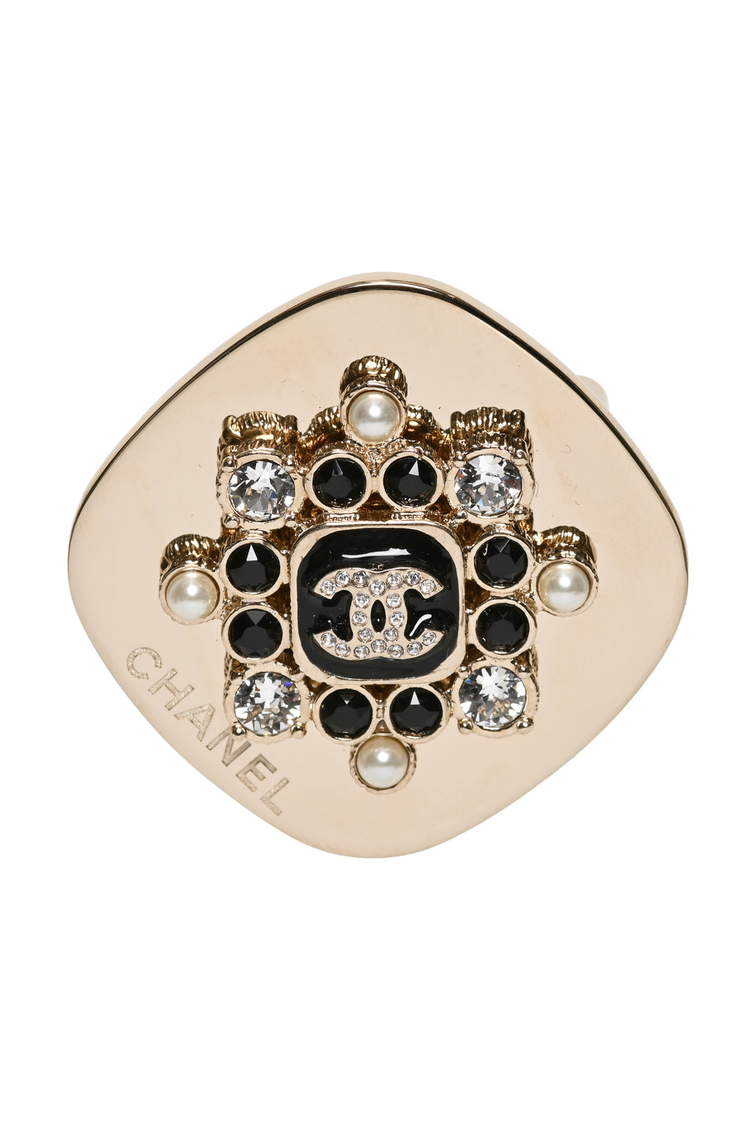 Chanel 2023 Crystal & Faux Pearl CC Brooch