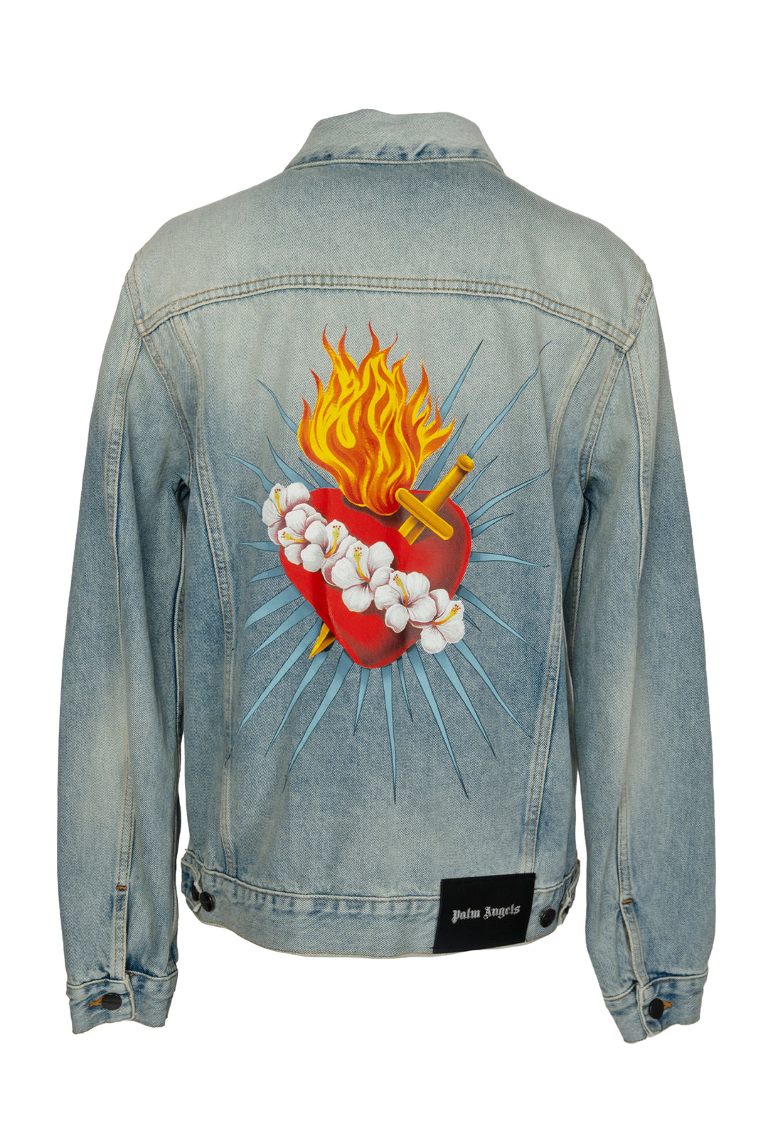 Palm Angels Size M Men's Graphic Denim Jacket