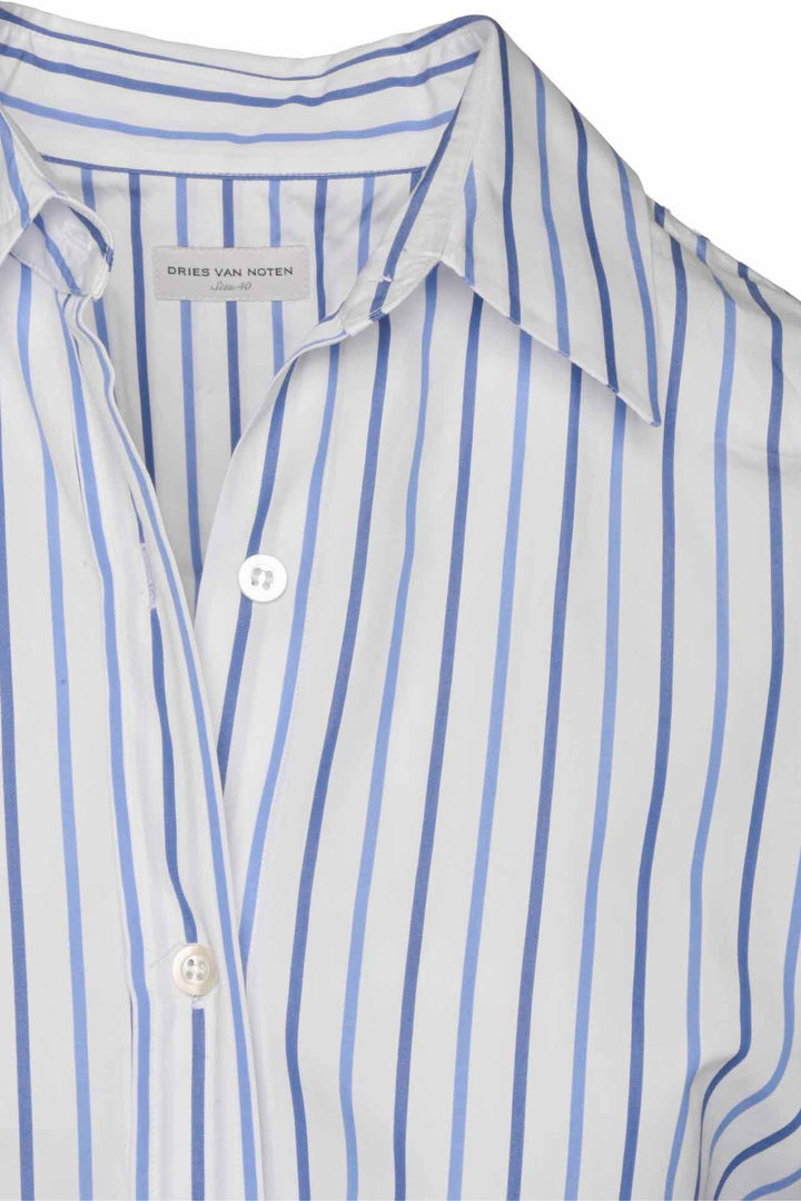 Dries Van Noten Size 40 Open Back Striped Shirt