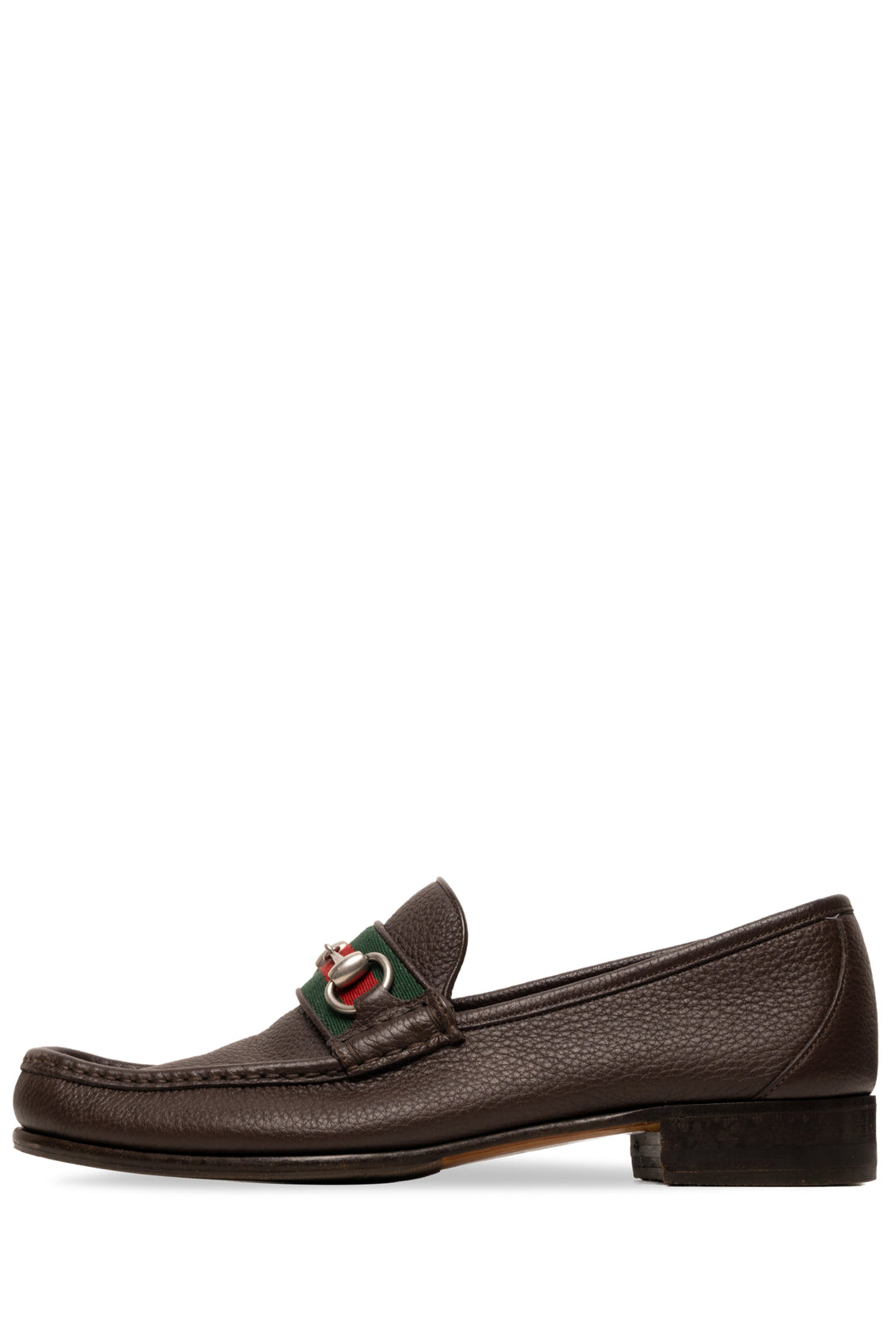 Mens Shoe Size 7.5 Gucci Men's Web Stripe Horsebit Leather Loafers