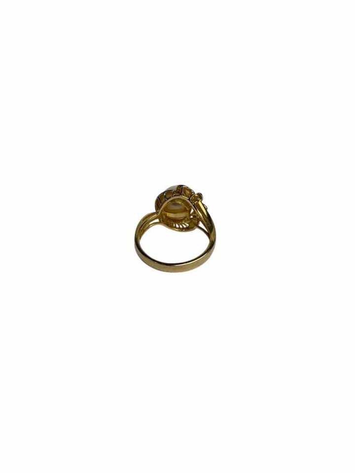 14Kt Gold & Silver Size 6 Ring With Pearl & Diamonds