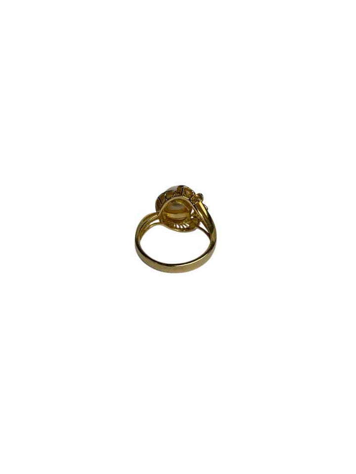Size 6 14K Yellow Gold, Pearl & Diamond Ring