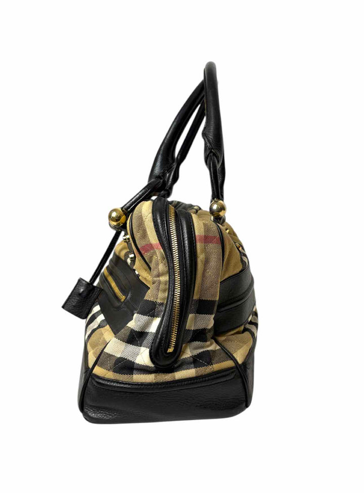 Burberry Quilted House Check fabric and Leather  Purse