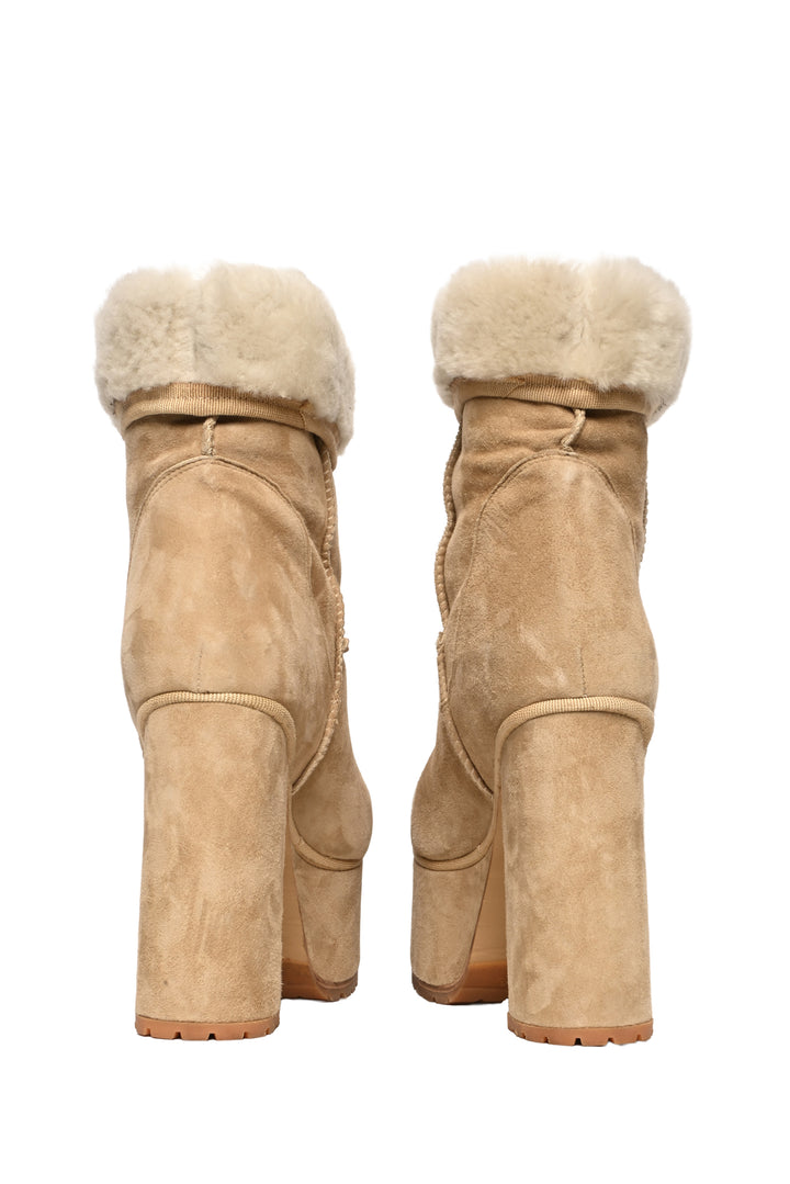 R13 Size 39 Shearling Short Platform Ankle Boots