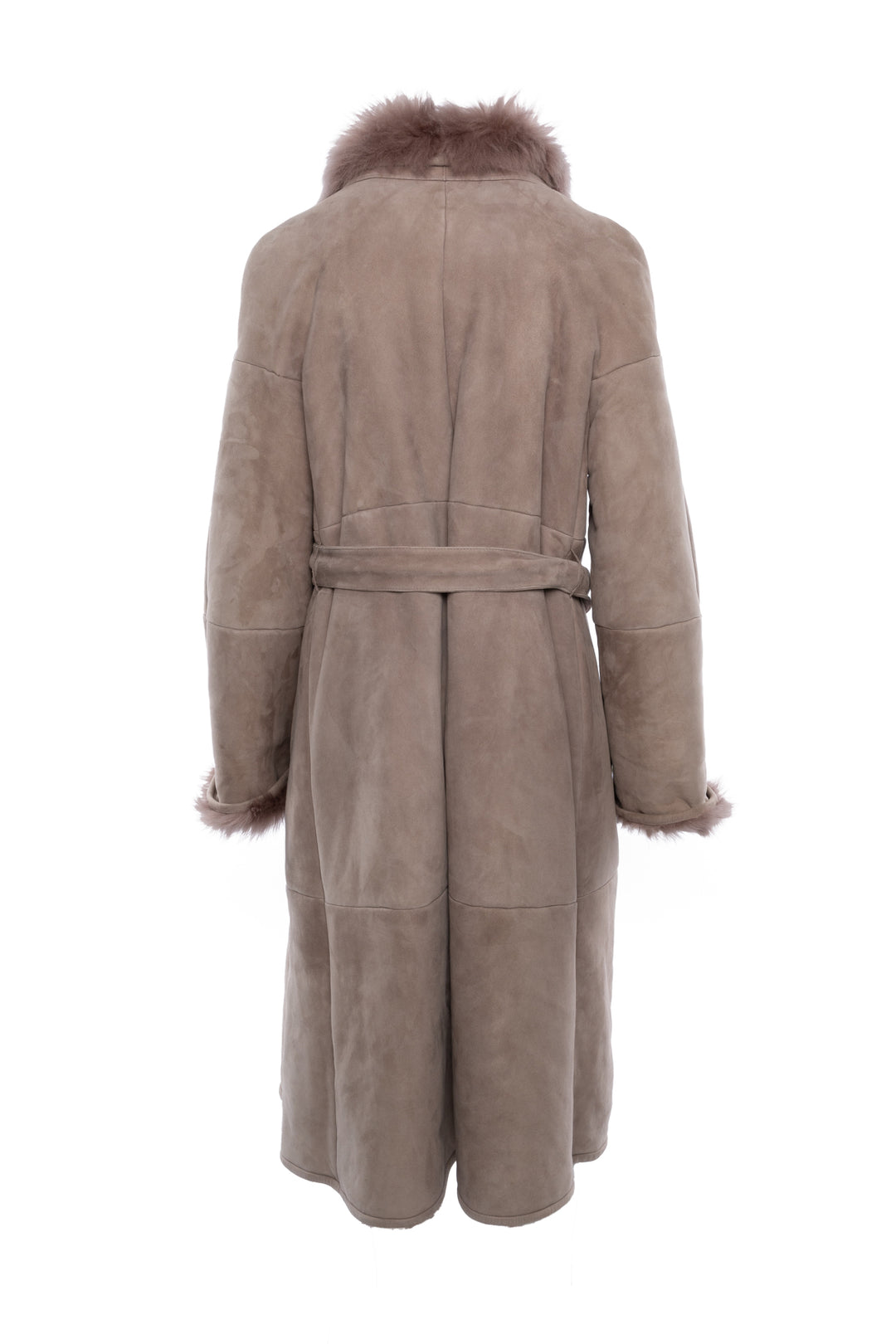 Salvatore Ferragamo Size 44 Belted Lamb Shearling Coat