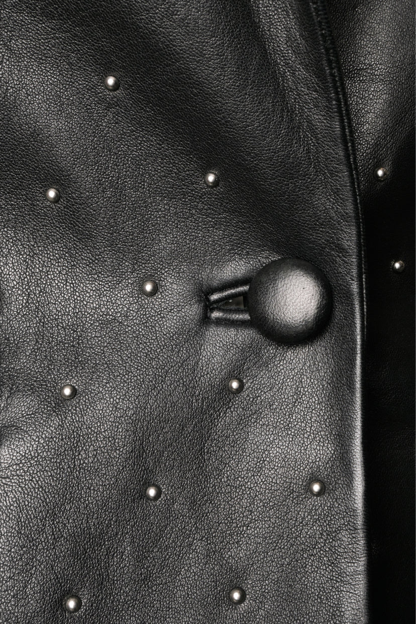 L'Agence Size 4 Montego Studded Leather Single Button Blazer Jacket