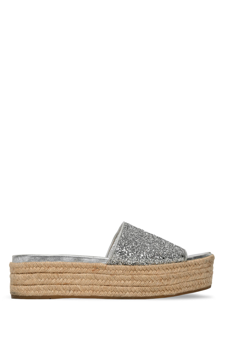 Miu Miu Size 42 Glitter Platform Espadrille Slide Sandals