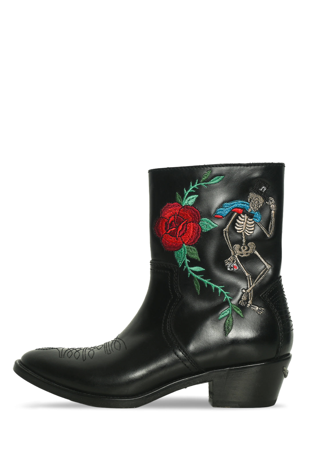 Zadig & Voltaire Size 37 Pilar Embroidered Western Ankle Boots