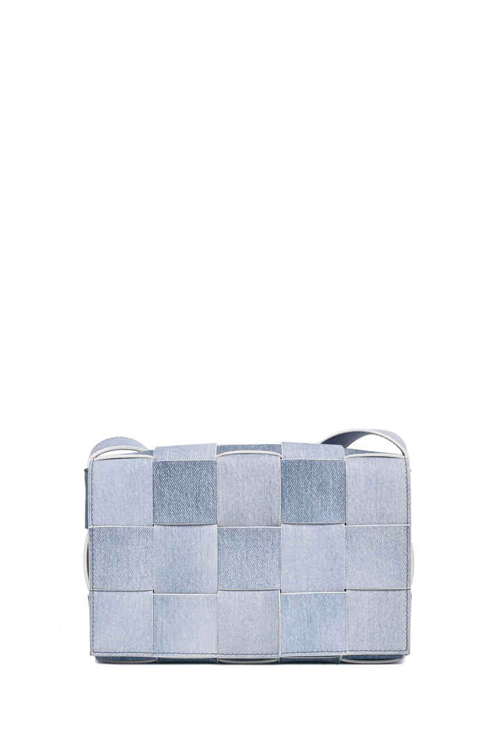 Bottega Veneta  Denim Print Intreccio Cassette Crossbody