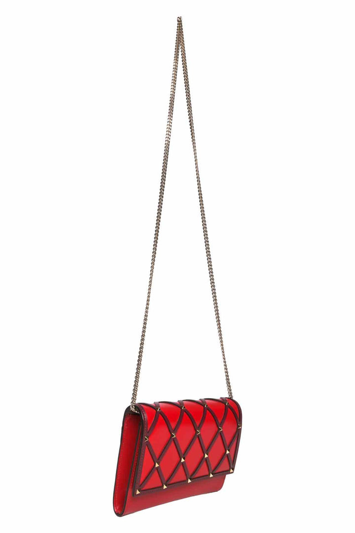 Valentino Leather Rockstud Beehive Wallet On Chain Crossbody