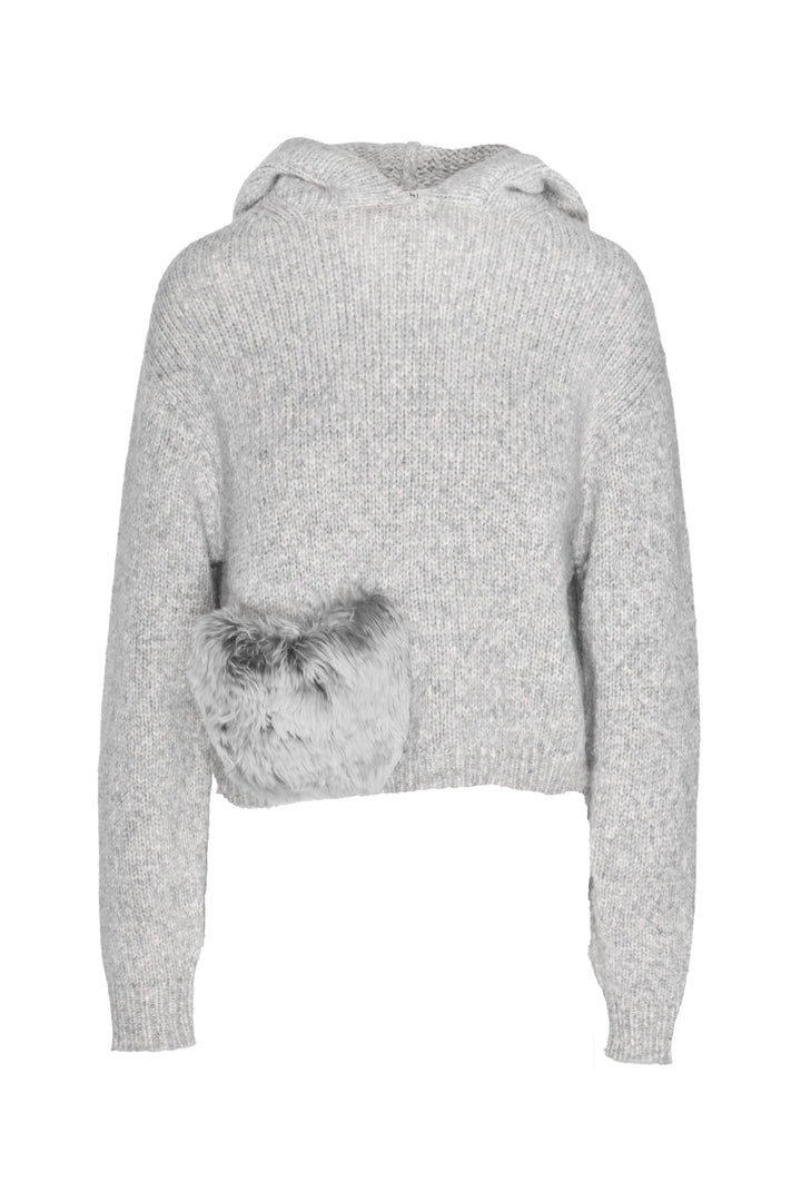 Tibi Size XXS Fur Pocket Hooded Sweater