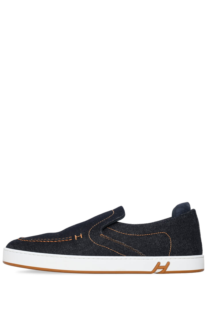 Hermes Size 43 Men's Denim Kiddy Slip On Sneakers