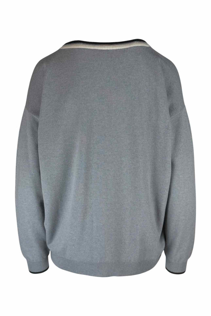 Brunello Cucinelli Size M Wool, Cashmere & Silk Monili V-Neck Sweater