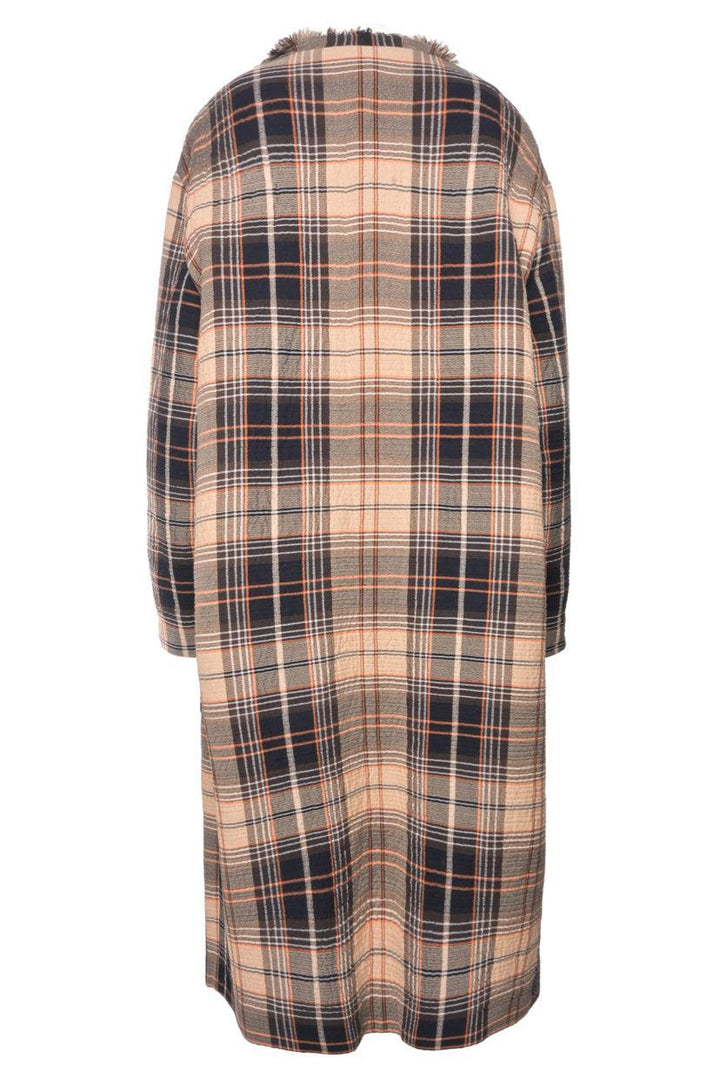 Chloe Size 36 Fringe Plaid Wrap Coat