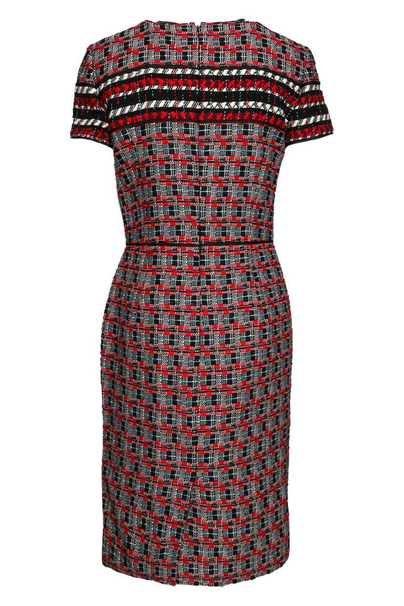 Oscar De La Renta Size 6 Tweed Short Sleeve Midi Dress