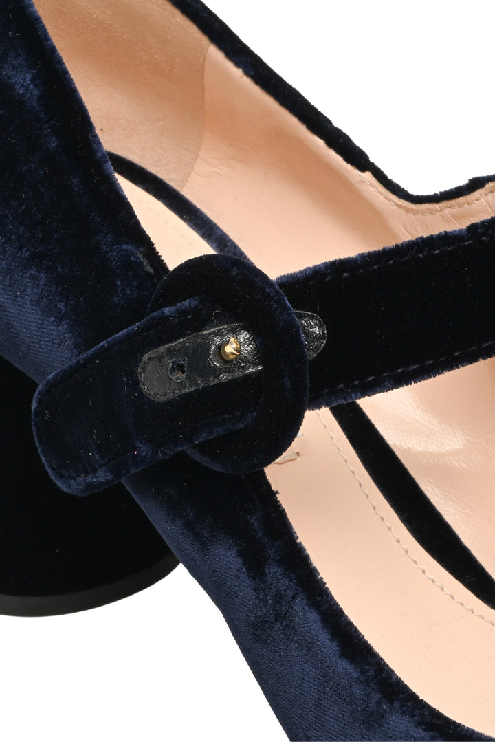 Prada Size 37.5 Velvet Mary Jane Pumps