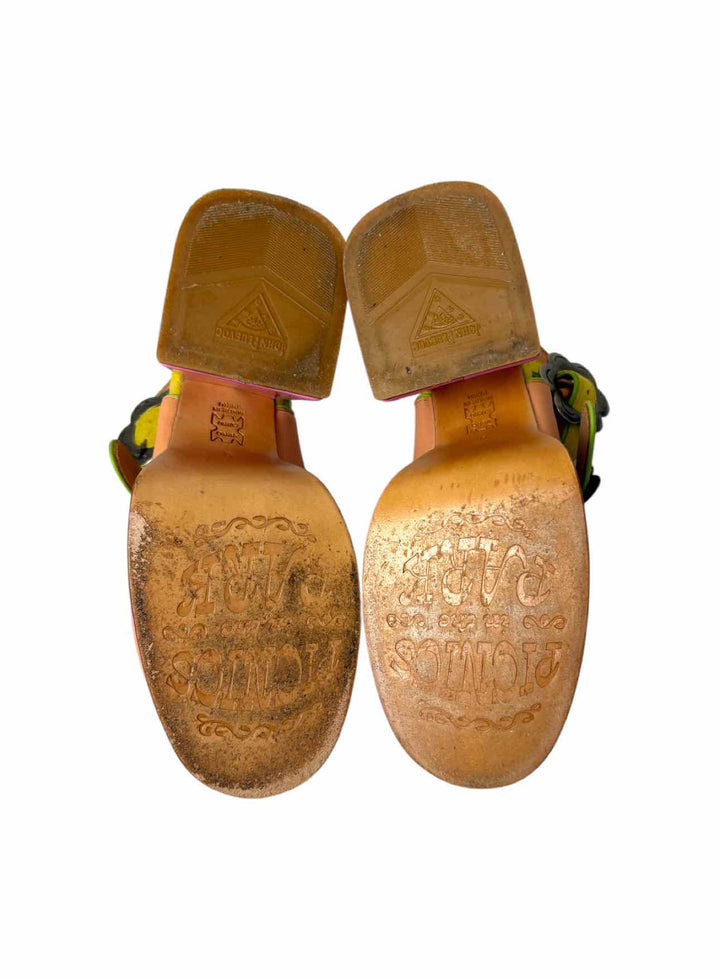 John Fluevog Size 8 Picnic Charleson Multi Floral Buckle Sandals
