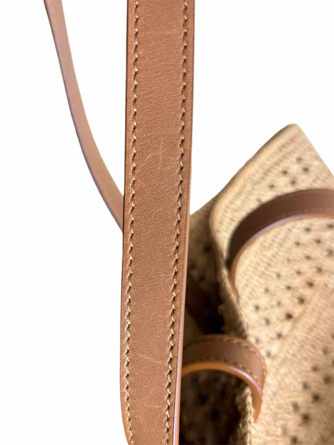 Saint Laurent Panier Natural & Brandy Raffia Hobo Purse