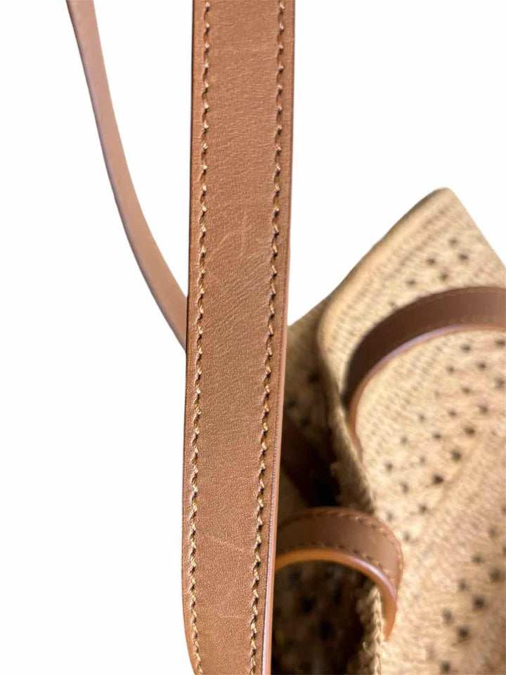 Saint Laurent Panier Natural & Brandy Raffia Hobo Purse