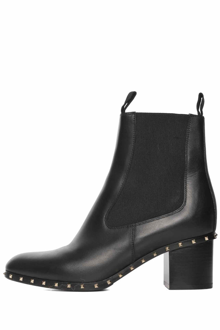 Valentino Size 38 Rockstud Accent Leather Chelsea Ankle Boots