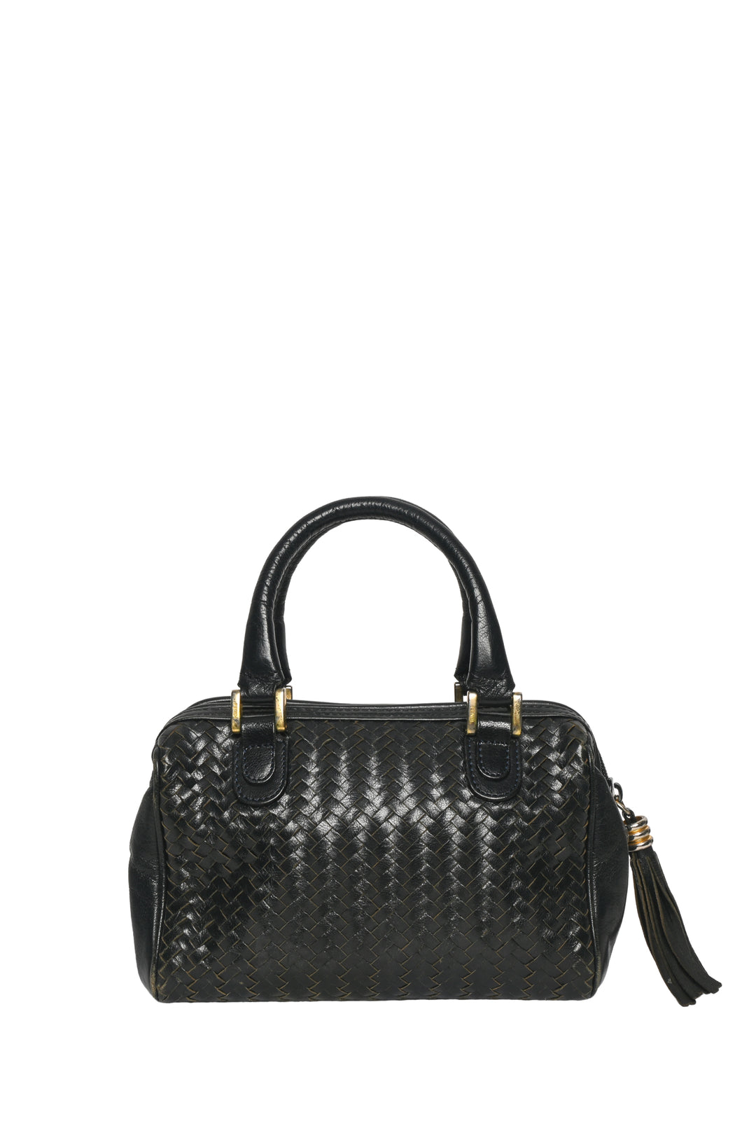 Fendi Vintage Woven Leather Mini Boston Bag
