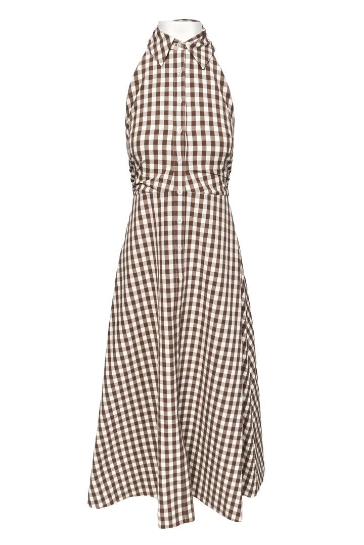 Veronica Beard Size 2 Mackey Gingham Halter Neck Midi Dress