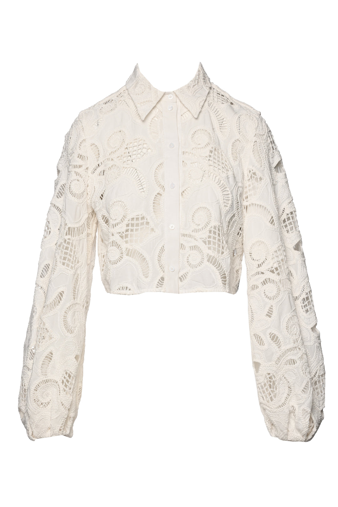 Dorothee Schumacher Size S Generous Gaze Crochet Embroidered Crop Blouse