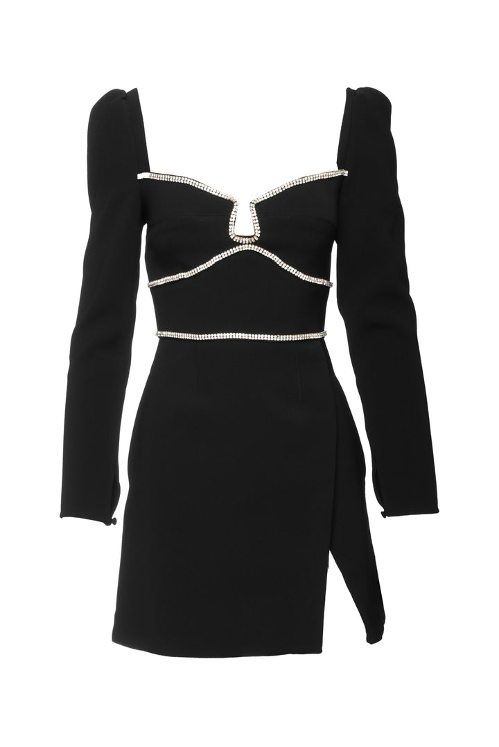 Self Portrait Size 2 Crepe Diamante Detail Mini Dress