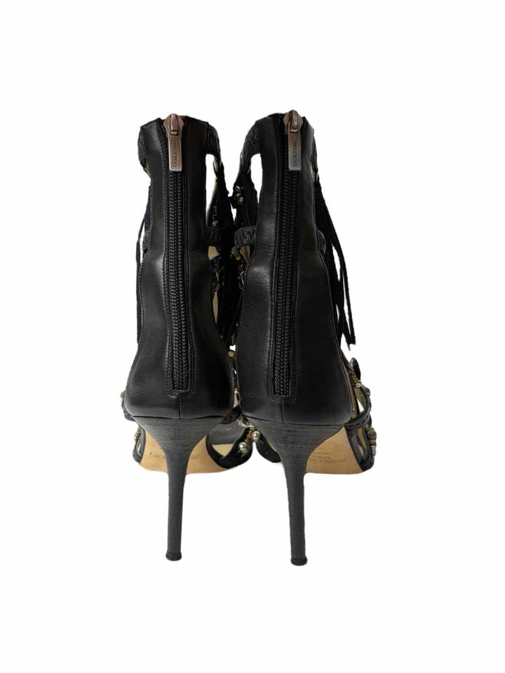 Jimmy Choo Beaded Leather Fringe Size 40 Sandals