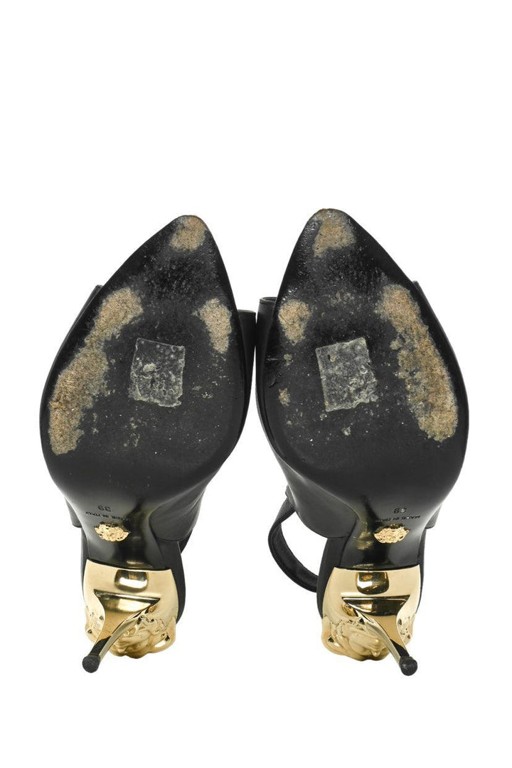 Versace Size 39 Slingback Peep Toe Leather Pumps