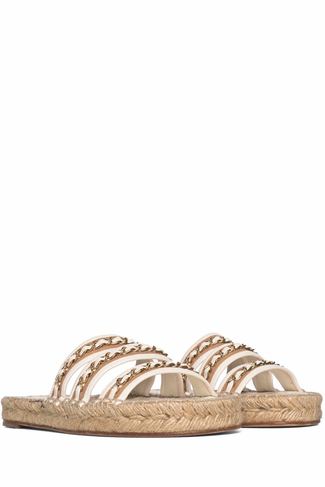 Chanel Size 41 Chain Espadrille Slip On Sandals