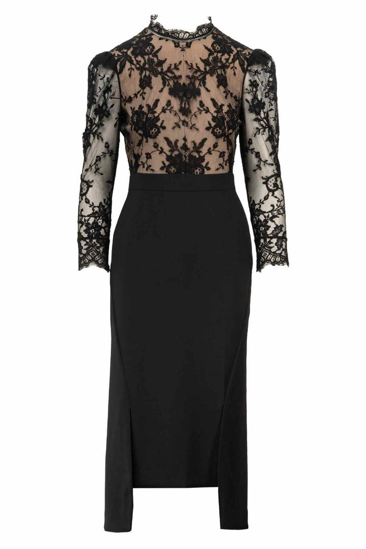Alexander Mcqueen Size 6 2018 Open Back Lace & Wool Crepe Dress