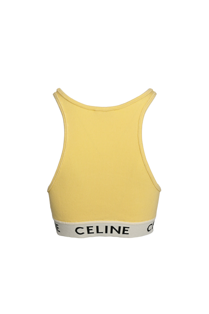 Celine Size L Ribbed Logo Bra