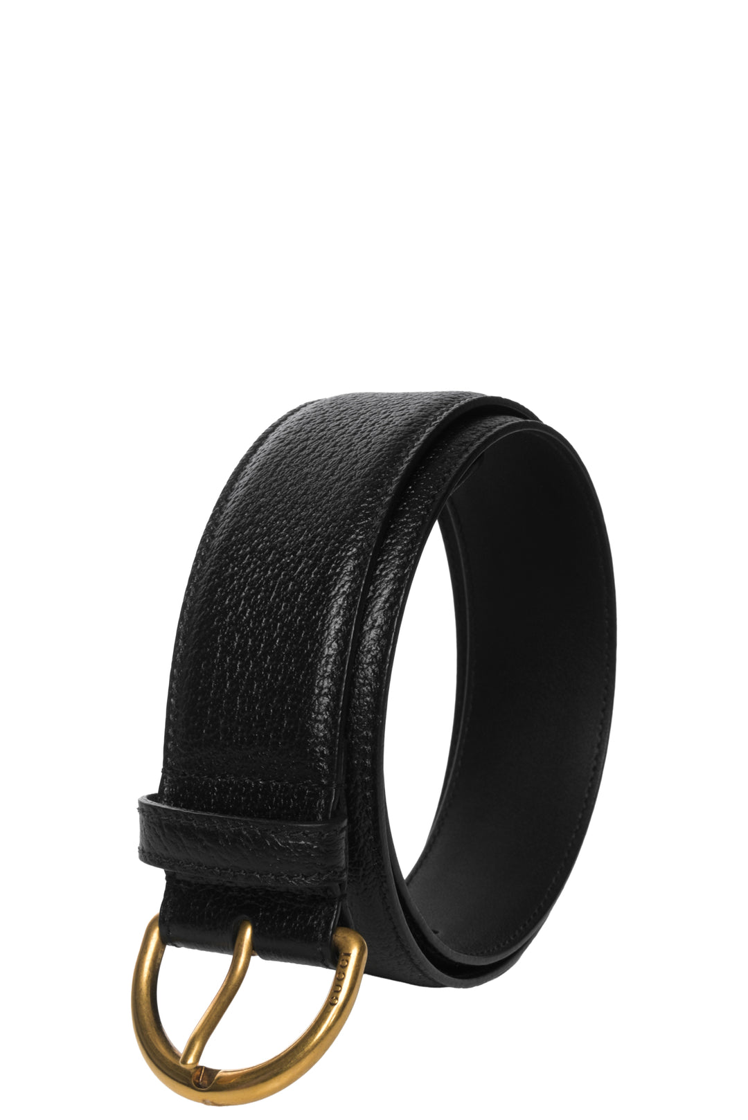 Gucci Size 32 Grained Leather Logo Buckle Belt