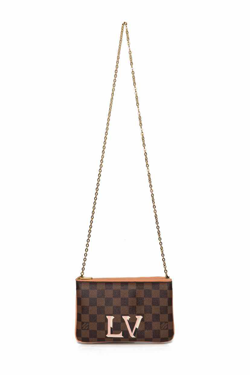 Louis Vuitton Damier Ebene Double Zip Pouchette Crossbody