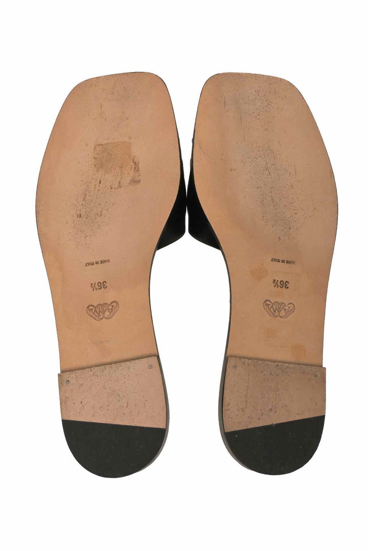 Alexander Mcqueen Size 36.5 Seal Leather Slide Sandals